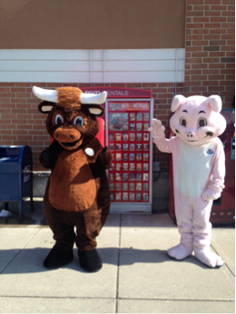 Moo & Oink costumed characters