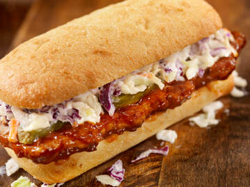 Riblet with barbecue sauce and cole slaw on top